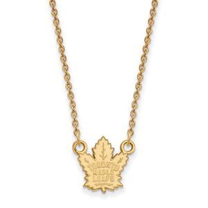 SS 14k Yellow Gold Plated NHL Toronto Maple Leafs SM Necklace, 18 Inch
